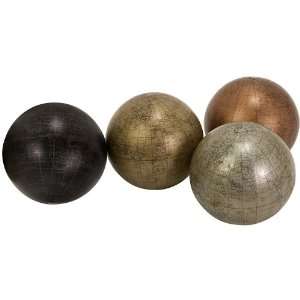 Set of 4 Metallic finish Globe Spheres 