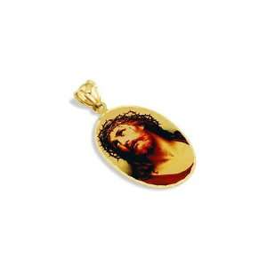    14k Solid Gold Jesus Christ Crown Of Thorns Pendant: Jewelry