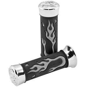  BikeMaster Flame Grips with Eagle End Caps   7/8/Grey 