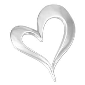  : Sterling Silver High Polish Lopsided Floating Heart Charm.: Jewelry