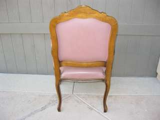   French Provincial Leather Bergere Side Chair   Made in Italy  