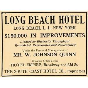  1913 Ad Long Beach Hotel W. Johnson Quinn South Coast 