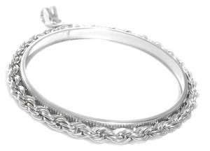 Sterling Silver Large Rope coin bezel for 100 Peso Silver Coin  
