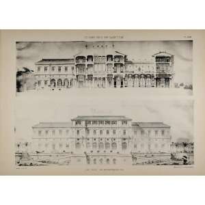  1902 Print Joyau Architecture Royal Residence Elevation 