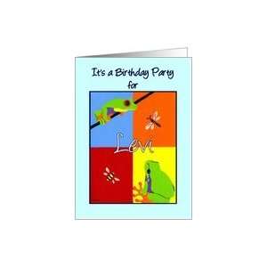  Birthday party invitation for Levi   Colorful frogs bee 