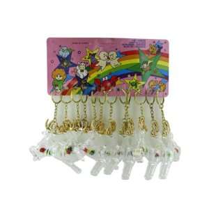  Clear Plastic Reindeer With Flowers Keychain (12 Per Card 