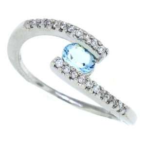  0.33Ct Oval Aquamarine Ring with Diamonds in 14Kt White 