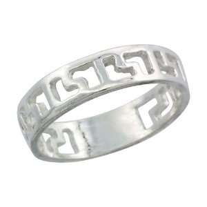  Sterling Silver Greek Key Cut Out Ring Band, 3/16 in. (5 