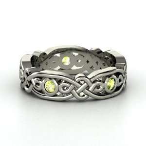  Brilliant Alhambra Band, 18K White Gold Ring with Peridot 