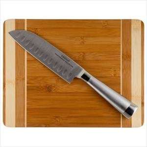  2 Pc Bamboo Cutting Board, Santoku Knife