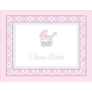  Damask Pram Pink Note Cards