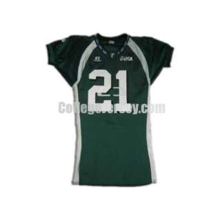  Green No. 21 Game Used Tulane Russell Football Jersey 