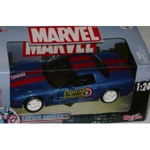   Marvel Captain America Corvette Metal Diecast Car 1:27: Toys & Games