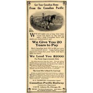  1914 Ad Canadian Pacific Railway Land Farm Thornton 