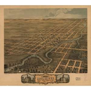    1869 birds eye map of city of Rochester, Minnesota