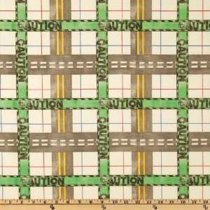  54 Wide Robert Allen Caution Plaid Ivory/Multi Fabric By 