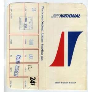  Jet National Airline Ticket Jacket Boarding Pass 1967 