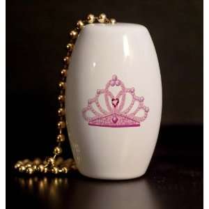  Pink Princess Crown Porcelain Fan / Light Pull: Home 