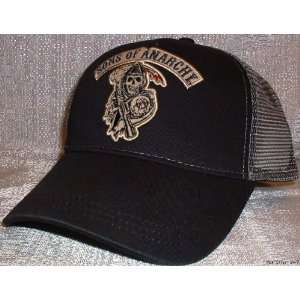 SONS OF ANARCHY Embroidered Grim Reaper Logo Mesh Back Baseball Cap 