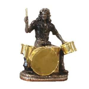   Silver And Pewter Rock N Roll Drummer Figurine Statue