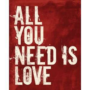  All You Need Is Love, archival print (red brush background 
