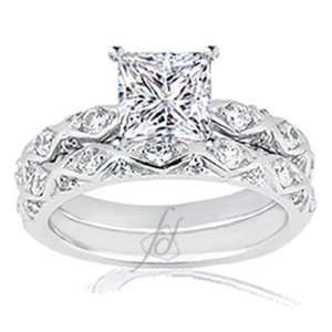   Vintage Engagement Wedding Rings Set 14K SI1 Fascinating Diamonds