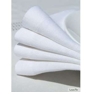 Set of 4 Napkins White Linen Classic 