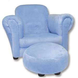  Solid Blue Suede Club Chair and Ottoman: Home & Kitchen