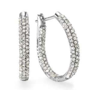   Pave Set Diamond Earrings (1.00 ct, I J color, I2 I3 clarity): Jewelry