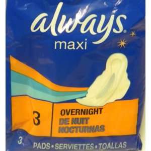  Maxi Overnight Extra Heavy Flow with Wings, Unscented Pads 