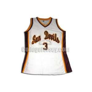 White No. 3 Game Used Arizona State Russell Basketball Jersey  