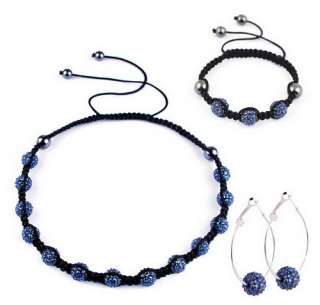   Necklace Set Bracelet Earring Disco Crystal Ball Beads Hip Hop Macrame