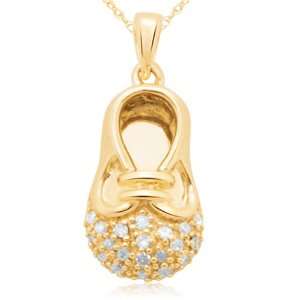   Gold Diamond Shoe Pendant (1/20 cttw, I J Color, I3 Clarity): Jewelry