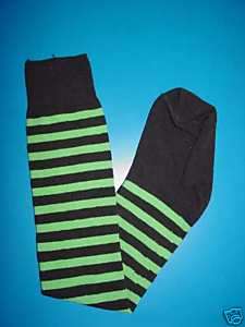 Ladies Civil War STOCKINGS   Green & Black Stripe Socks  