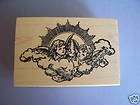 100 PROOF PRESS RUBBER STAMPS ANGELS IN CLOUDS STAMP  