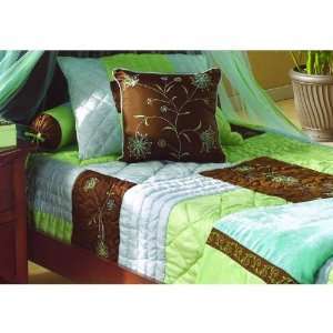    Bacati Botanika Brown, Blue and Lime Twin Quilt