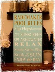Custom Family Name Pool Rules  Wood Sign  Outdoor Decor Personalized 