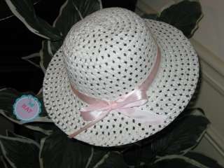 NEW WHITE Dress Up Party Girls Easter Straw Hat Clothes Toddler Kids 