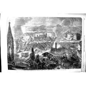   1864 SCENE GREAT FIRE LIMOGES FRANCE BUILDINGS RUINS: Home & Kitchen