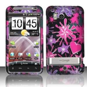 Splashing Heart Wave Rubberized Snap on Protective Cover Case for HTC 