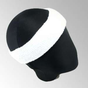 Sports Headband Thick Terry Cloth Cotton Tennis WHITE  