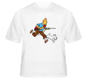 Tintin And Snowy Movie Comics Rifle T Shirt  