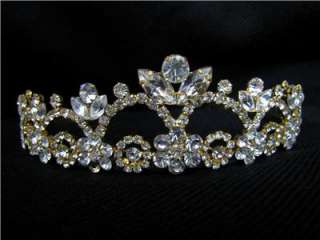 Wedding Tiara Gold Crown Swarovski Crystals 9071  