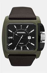 DIESEL® Large Rectangular Leather Strap Watch $140.00