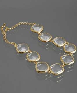 Kenneth Jay Lane gold large faceted crystal necklace  BLUEFLY up to 