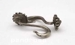 Amazing old silver hook earrings Meo Hmong tribes from Golden Triangle 