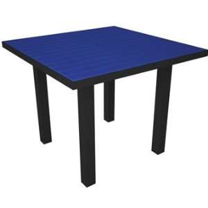 Polywood Euro 36 Inch Square Dining Table with Black Frame in Pacific 