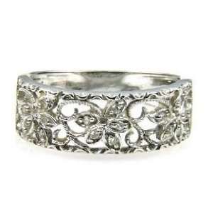  10k white gold Diamond Dragonfly Filigree Ring: Jewelry