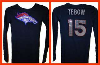 Womens Denver Broncos Tim Tebow Bling Jersey Tank Top Tee T Shirt 