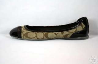COACH Cecile 12CM SIG Khaki/Chestnut Ballet Flats Shoes New A2870 